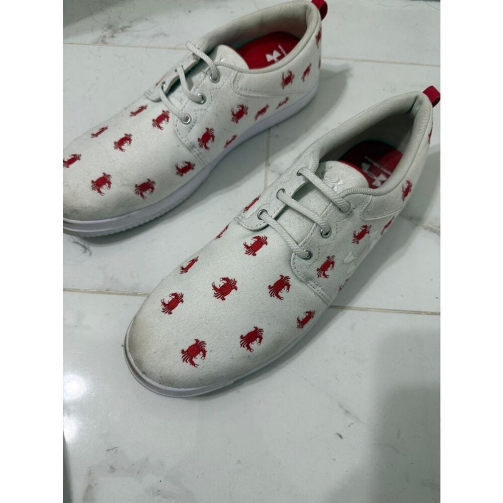 White Canvas Sneakers with Red Crab Embroidery UNDER ARMOUR Men's 11